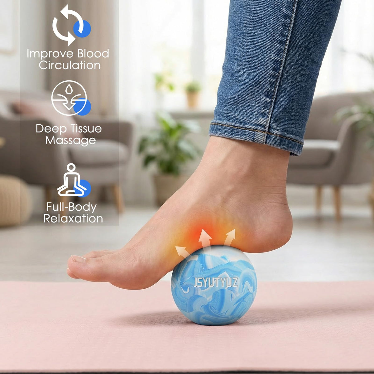 JSYUTYUZ Lacrosse Massage Balls for Myofascial Release, SGS Certification, Massage Deep Tissue for Shoulder and Back, Trigger Point Therapy, Muscle Knots, Relieving Muscle Pain, Yoga Ball for Feet
