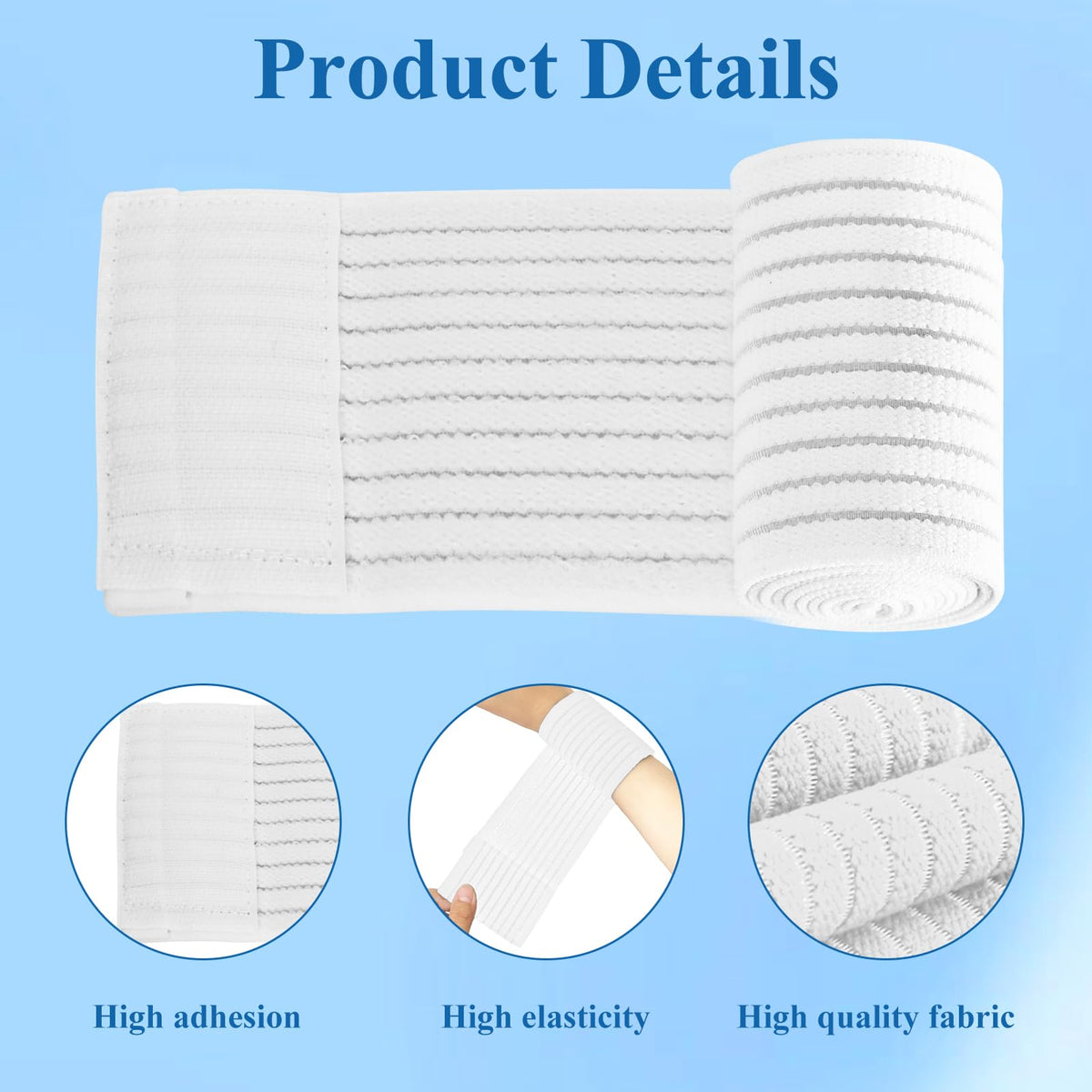 4-Pack Ice Pack Straps, Reusable & Stretchable – 35.5"x3" Adjustable Elastic Wrap with Hook and Loop Closure, Secure Ice Pack Holder for Cold Therapy(White)
