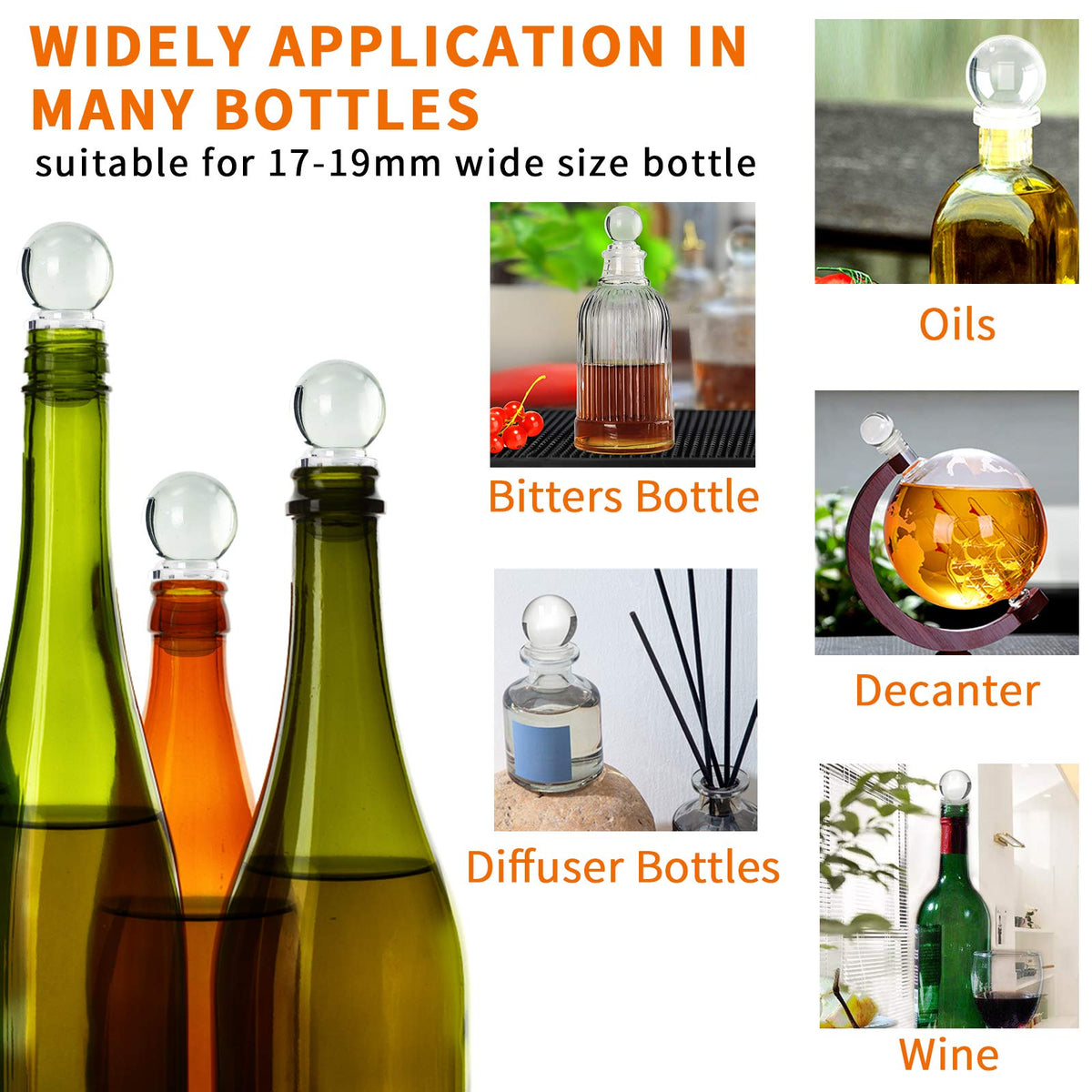 Wine Bottle Stoppers 24 Pack Wine Saver with Unbreakable Acrylic Wine Stopper for Decanter Beverages Champagne Liquors Oils Diffuser Bottles