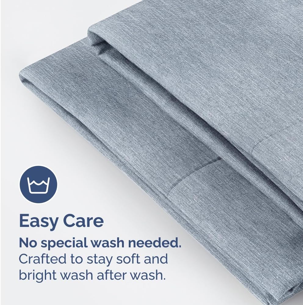 Standard Pillow Cases Set of 2 | Ultra-Soft Hotel Quality Covers - Comfy, Wrinkle-Free & Stain Resistant - Heathered Blue