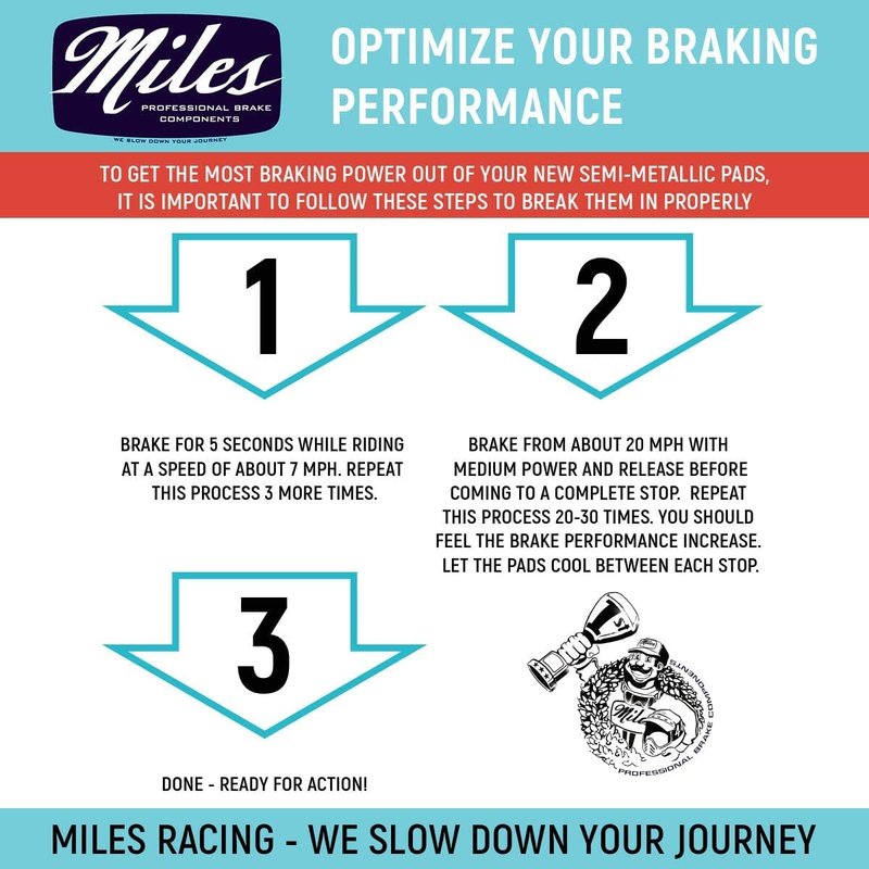 Miles Racing - Disc Brake Pads - Semi Metallic - SHIMANO Deore BR-M615, Deore BR-M6000, Deore BR-M6100, SLX BR-M785 (from 2012), SLX BR-M8000, SLX BR-M8100, XT BR-M785 (from 2012) (MI-MET-26V)