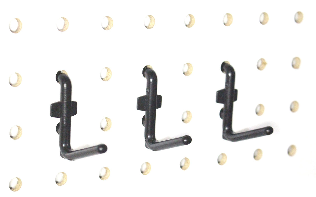 JSP Manufacturing Plastic Locking J Hook & L Hook Pegboard Kit | Garage Tool Craft Jewelry Storage Pegboard Organizer (200, Black)