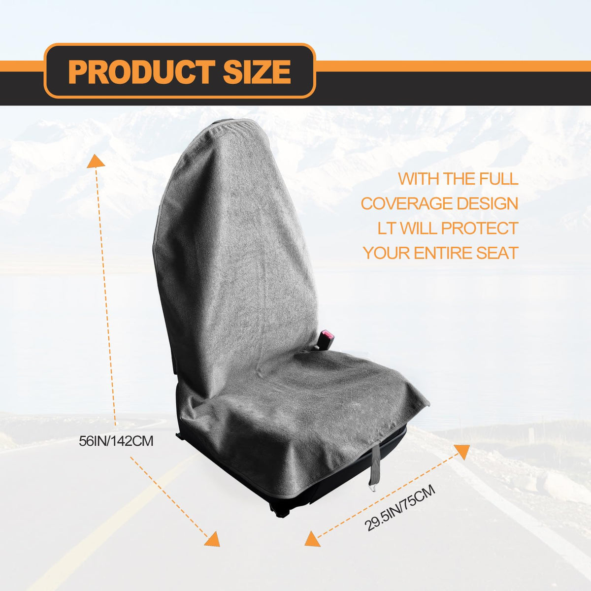 KEVWR Car Waterproof Towel Front Seats Seat Covers, Washable Seat Protector, Fit Beach Swimming Outdoor Sports, Compatible with Most Cars Trucks Suvs Car (Grey)