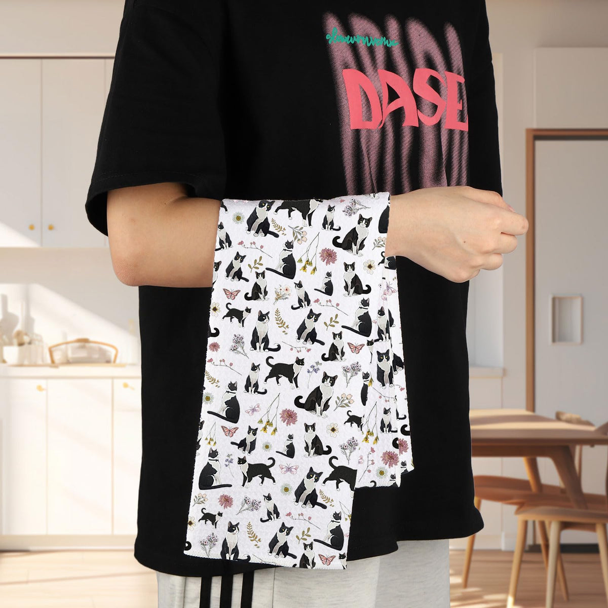 G2TUP Tuxedo Cat Kitchen Towels Tuxedo Cat Gift Tuxedo Cat Dish Towel Tuxedo Cat Owner Gifts Black and White Cat Towel (Tuxedo Cat kt)
