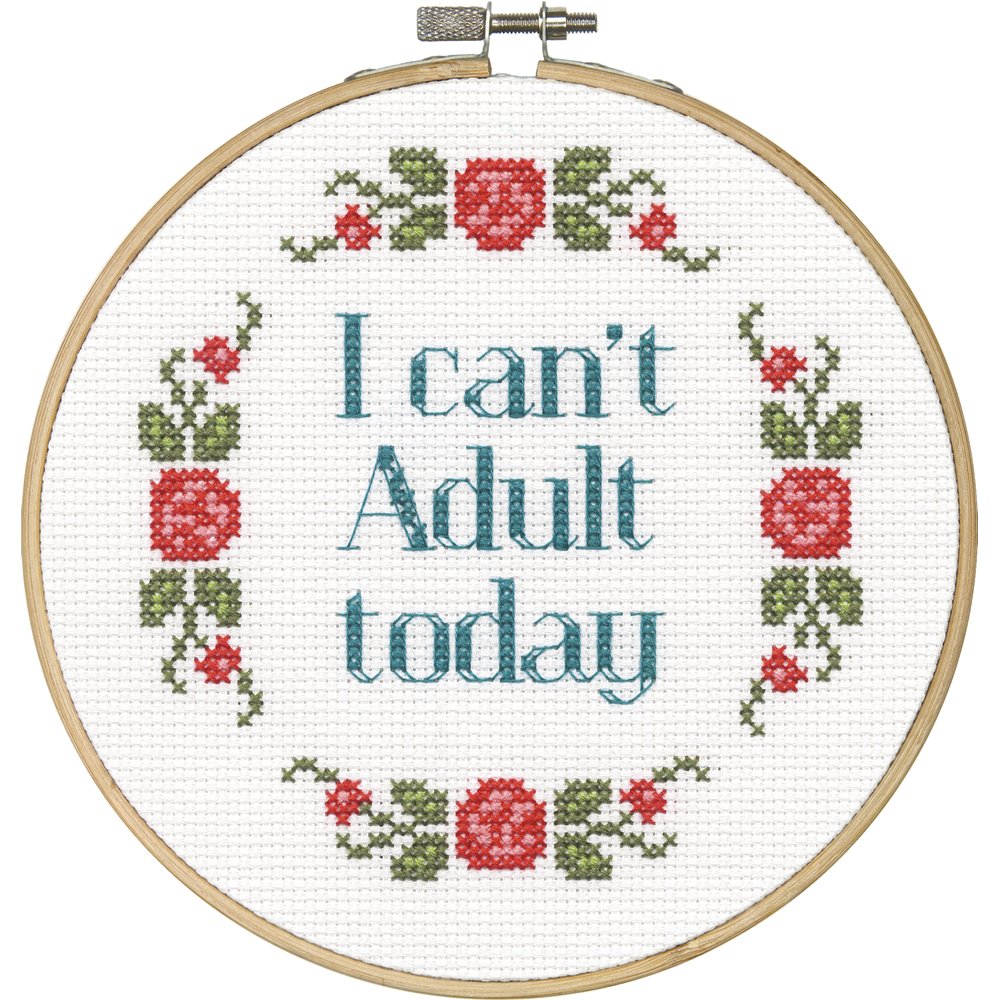 Dimensions I Can't Adult Today Counted Cross Stitch Kit for Beginners, 6''