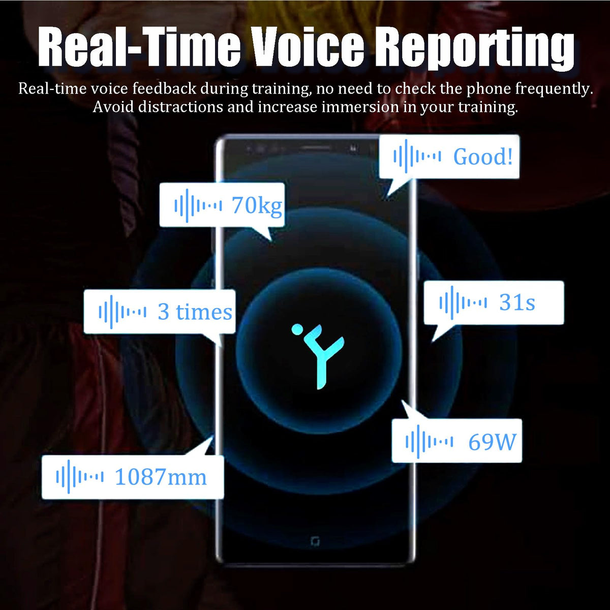 Velocity-Based Training Device, Smart Speed Tracker for Weightlifting & Squats, Real-Time App with Voice Feedback, 50H Battery, Magnetic Mount (70x70x35mm, Black)