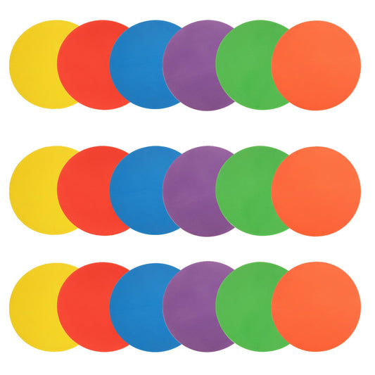 LOYORTY 18 PCS 9 Inch Poly Spot Markers with Bag, 6 Color Poly Vinyl Floor Spot Marker, Round Non Slip Rubber Floor Agility Dots for Gym Soccer Basketball Sports Games