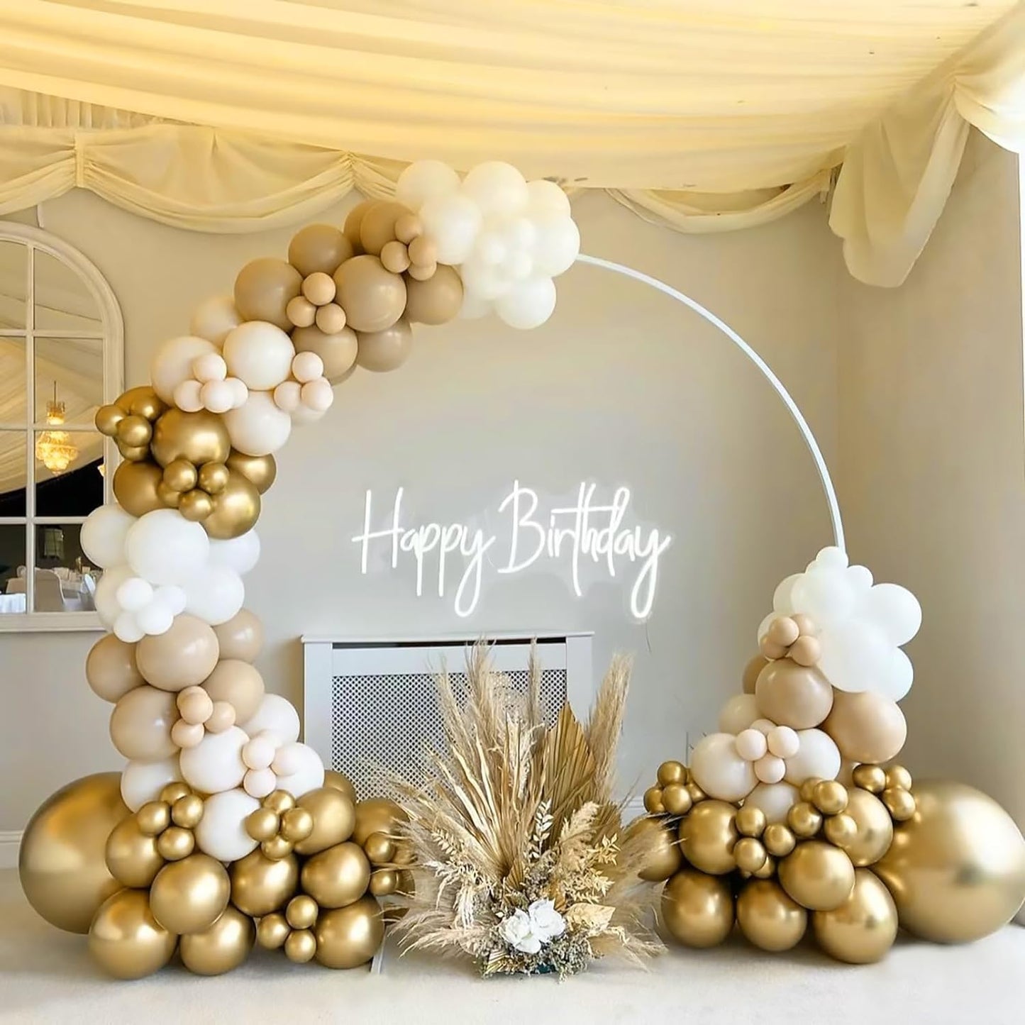 BAUANOOY Metallic Gold Balloons - 100pcs Chrome 12 Inch Balloons with Gold Ribbon for Celebrations