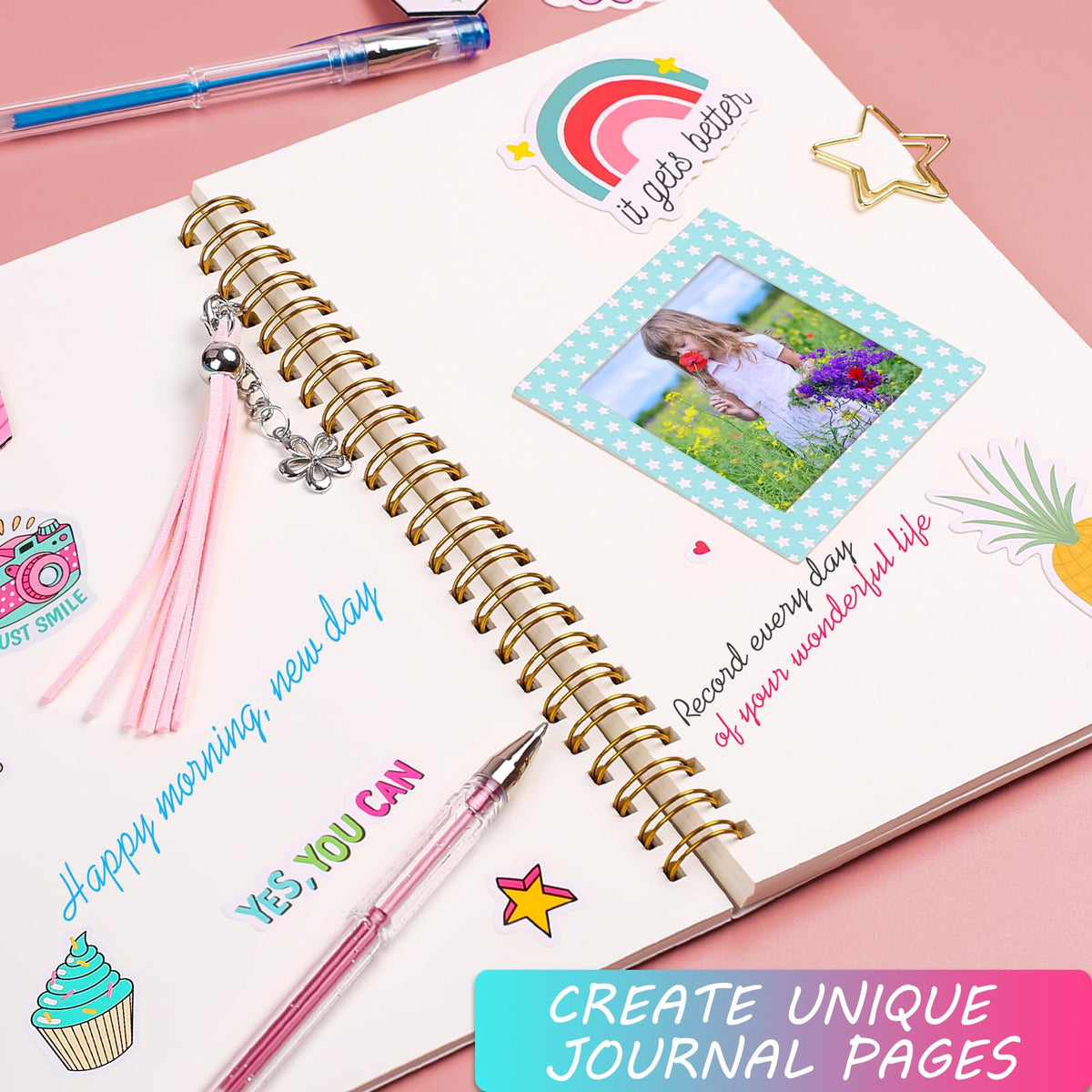 DIY Journal Kit for Girls, Scrapbook & Diary Supplies Set, Birthday Gifts for Teen Girls Craft Sets - Unleash Creativity Journaling Art Crafts Kit - Ideal Gifts for 8 9 10 11 12 13 14 Year Old Girl