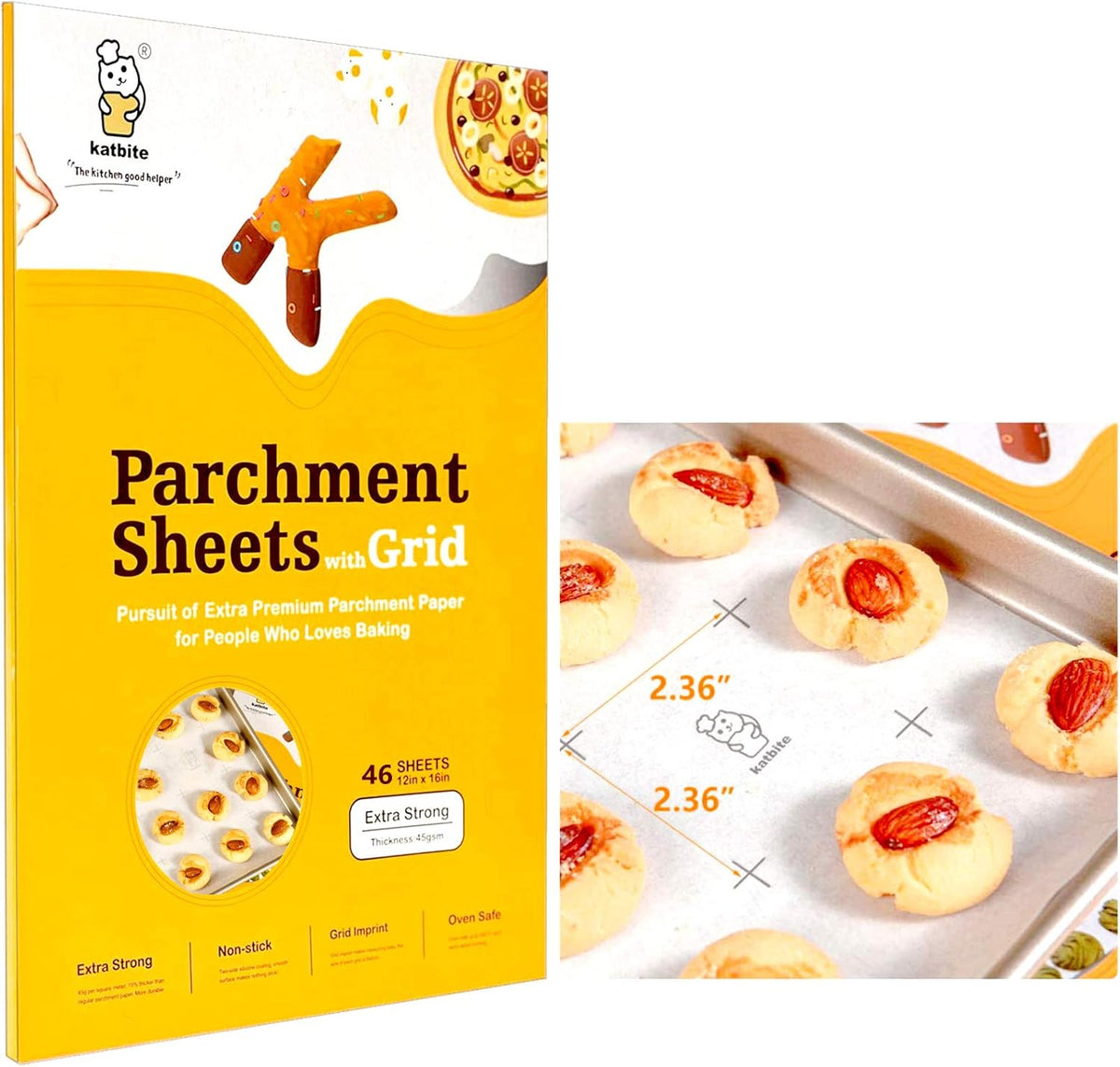 Katbite 12x16 Inch Non-Stick Parchment Paper Sheets - Heavy Duty Precut Baking Paper for Cookies & Air Frying