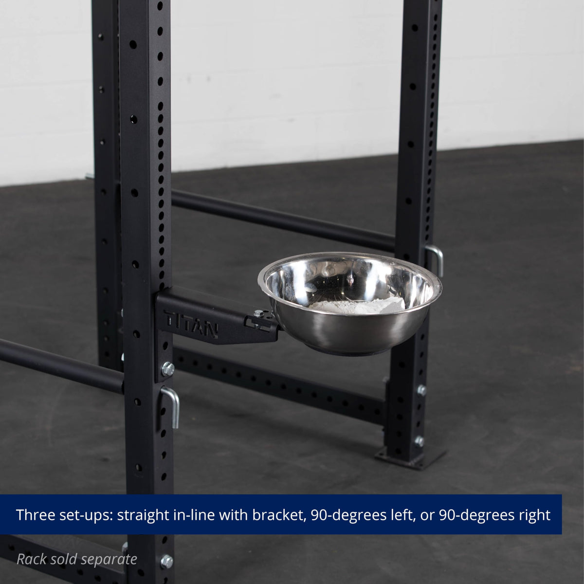 Titan Mounted Rack-Mounted Chalk Bowl Fits T-3 or X-3 Series Power Racks, 14" Stainless Steel Bowl