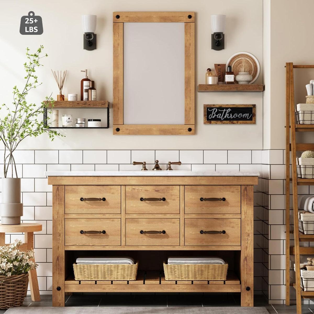 QEEIG Bathroom Shelves - Over Toilet Storage Set of 3 | Stylish Bathroom Decor Bundle