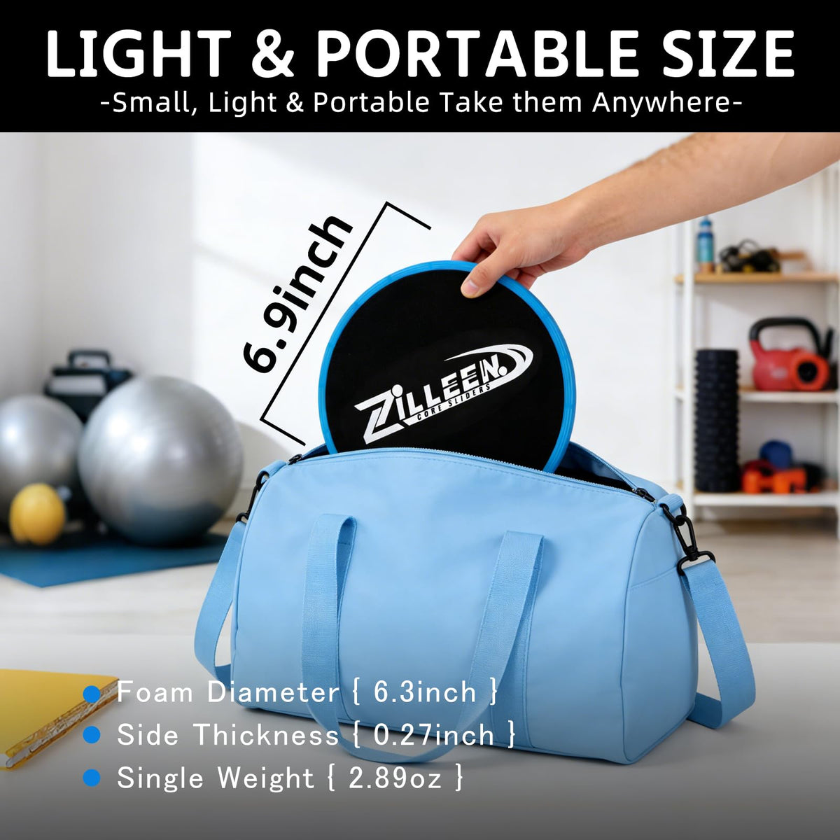 ZILLEEN Exercise Sliders for Working Out Blue Fitness Discs for Pilates Women Men, 2 Pack