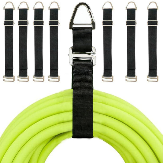 Metal Heavy Duty Extension Cord Organizer 7 Pack Black 17" Adjustable Storage Straps with Triangle Hooks for Garage Workshop & Tool Storage Ideal for Men's Gadgets and Cable Management