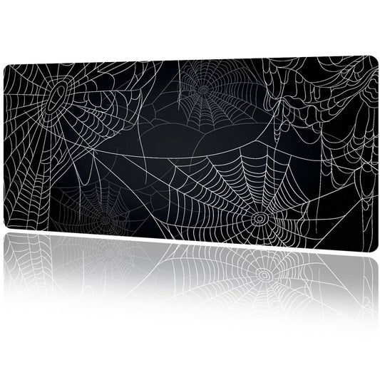 MAYCARI Halloween Cute Spider Webs Mouse Pad Kawaii Cartoon Funny Spirit Extended Desk Mat Non-Slip Rubber Baseb Large Black White Mousepad for Desk Gaming Laptop Desktop 31.5"X15.7"