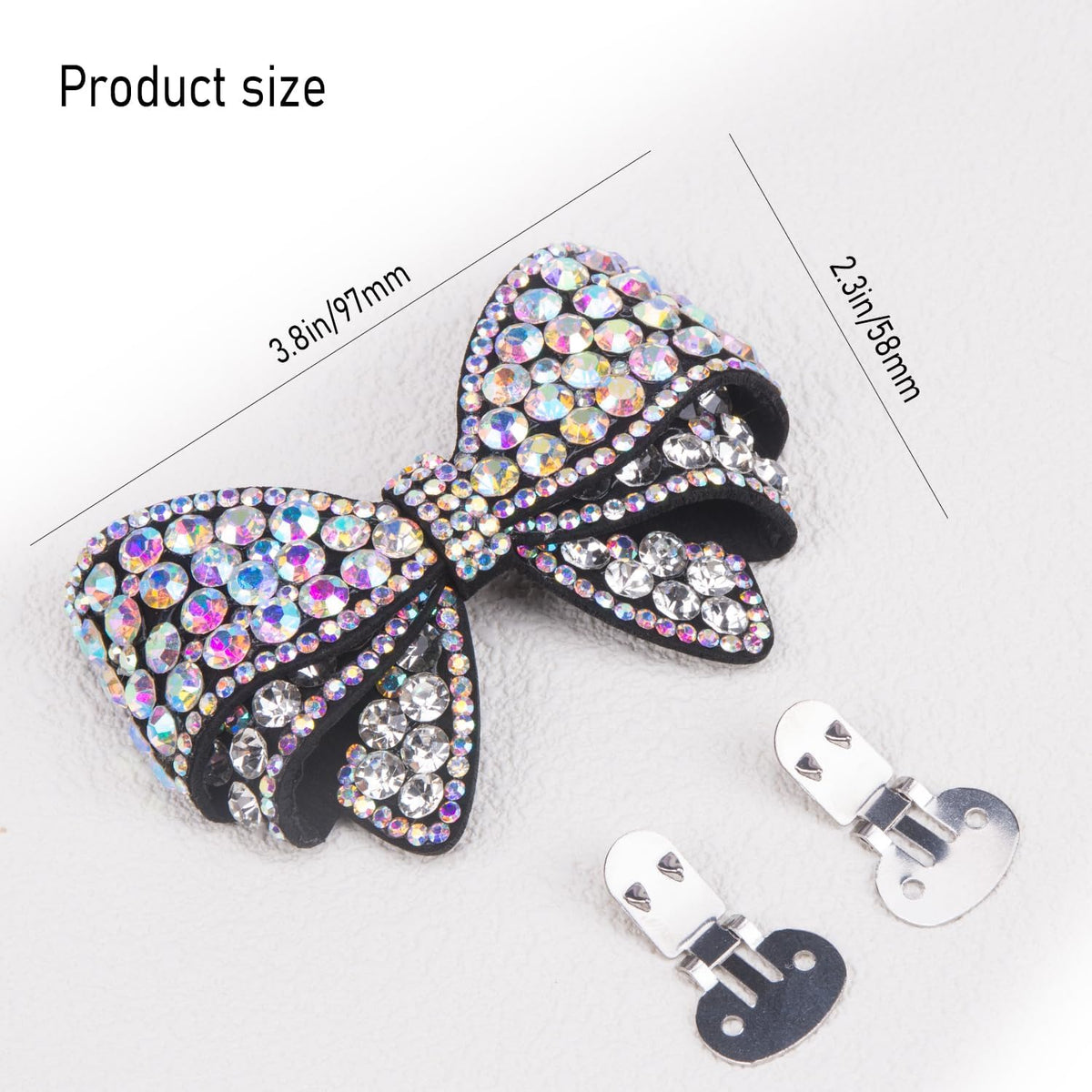 KOOBOOK Rhinestone Bow Shoe Clips - Sparkly Fashion Accessories for Brighter Shoes | 2 Pcs