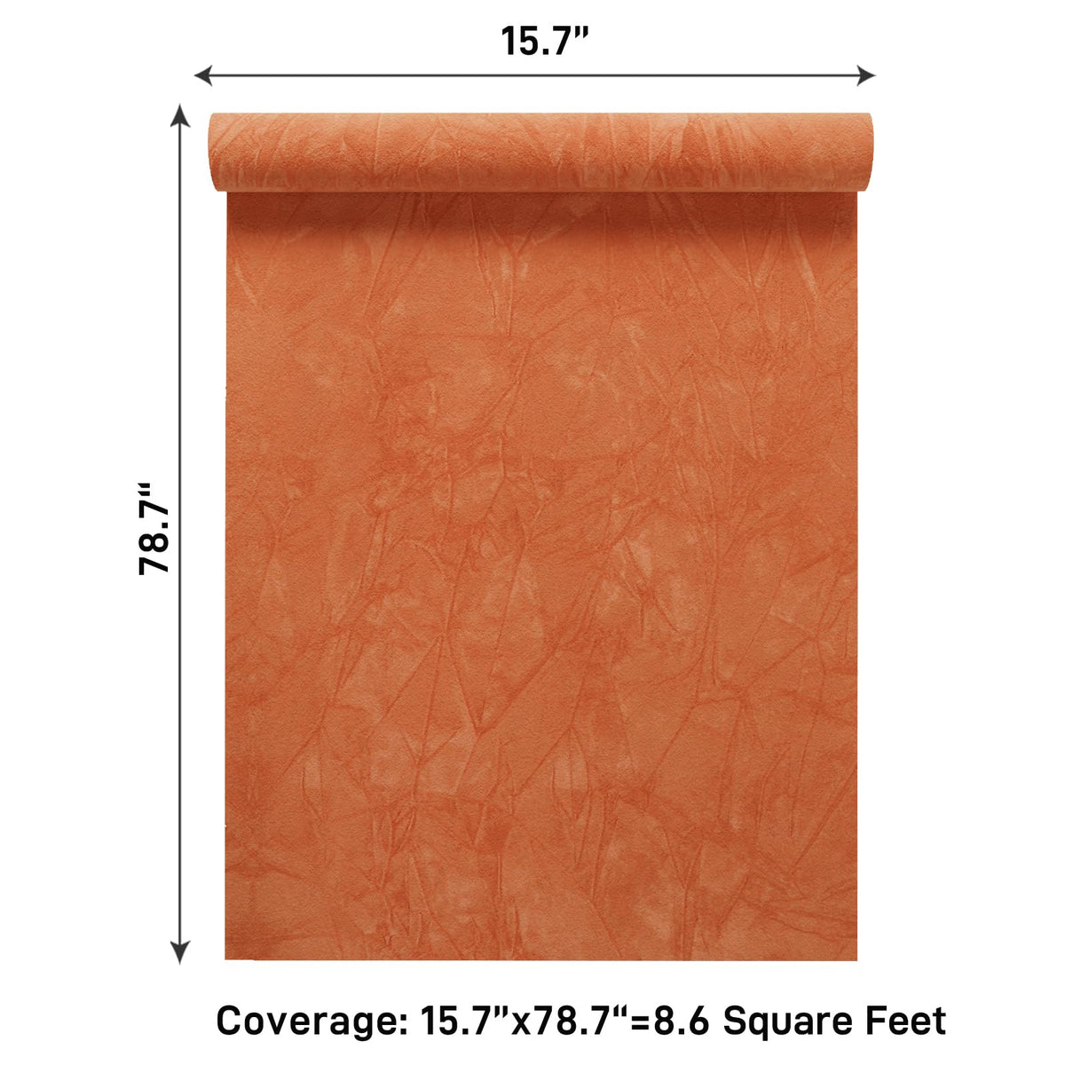 VaryPaper 15.7"x78.7" Orange Crushed Velvet Fabric Self Adhesive Flocking Contact Paper for Cabinets Dresser Soft Felt Drawer Liner Jewelry Box Liner Velvet Wallpaper Peel and Stick for Nursery Crafts