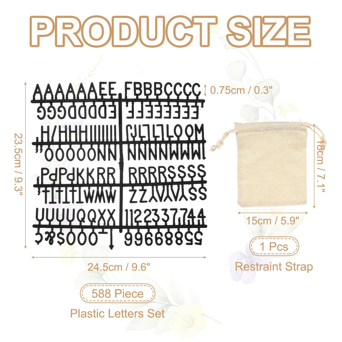 PATIKIL 588 Piece Plastic Letters Set for Felt Letter Board, Black Alphabet Message Board Accessories Including Letter Numbers with Restraint Strap for Cafe, Wedding, Birthday