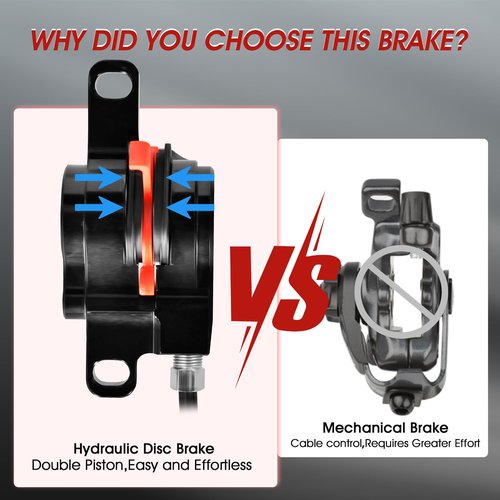 Hydraulic Brakes, MT200 Hydraulic Brakes for Ebike, 160mm/6.3-in Discs Bike Parts Dual-Piston Hydraulic Disc Brake Kit Aluminum Alloy Parts with Tools, Folding Bike/Ebike/Scooter/Fat Bike