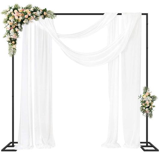Fomcet 8FT x 8FT Backdrop Stand Heavy Duty with Base, Black Portable Adjustable Pipe and Drape Backdrop Stand Kit, Square Metal Arch Party Frame for Wedding Birthday Parties Banquet Decorations
