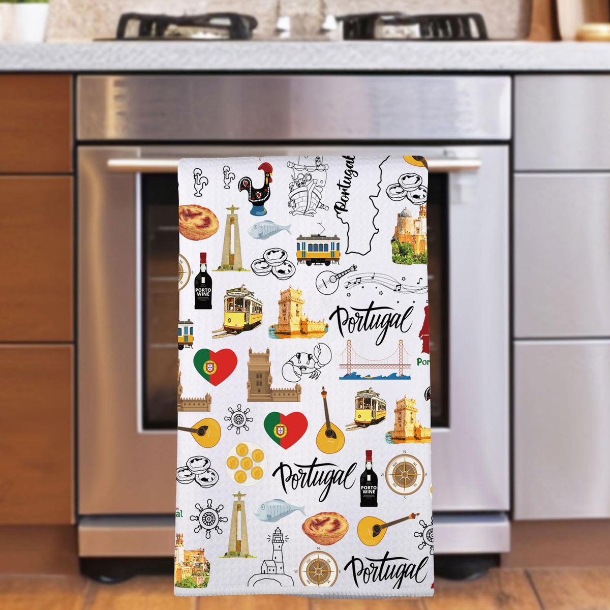 JNIAP Portugal Kitchen Towel Portugal Gifts Portuguese Kitchen Towels Portugal Housewarming Gift Portugal Dish Towels(Portuga KT)