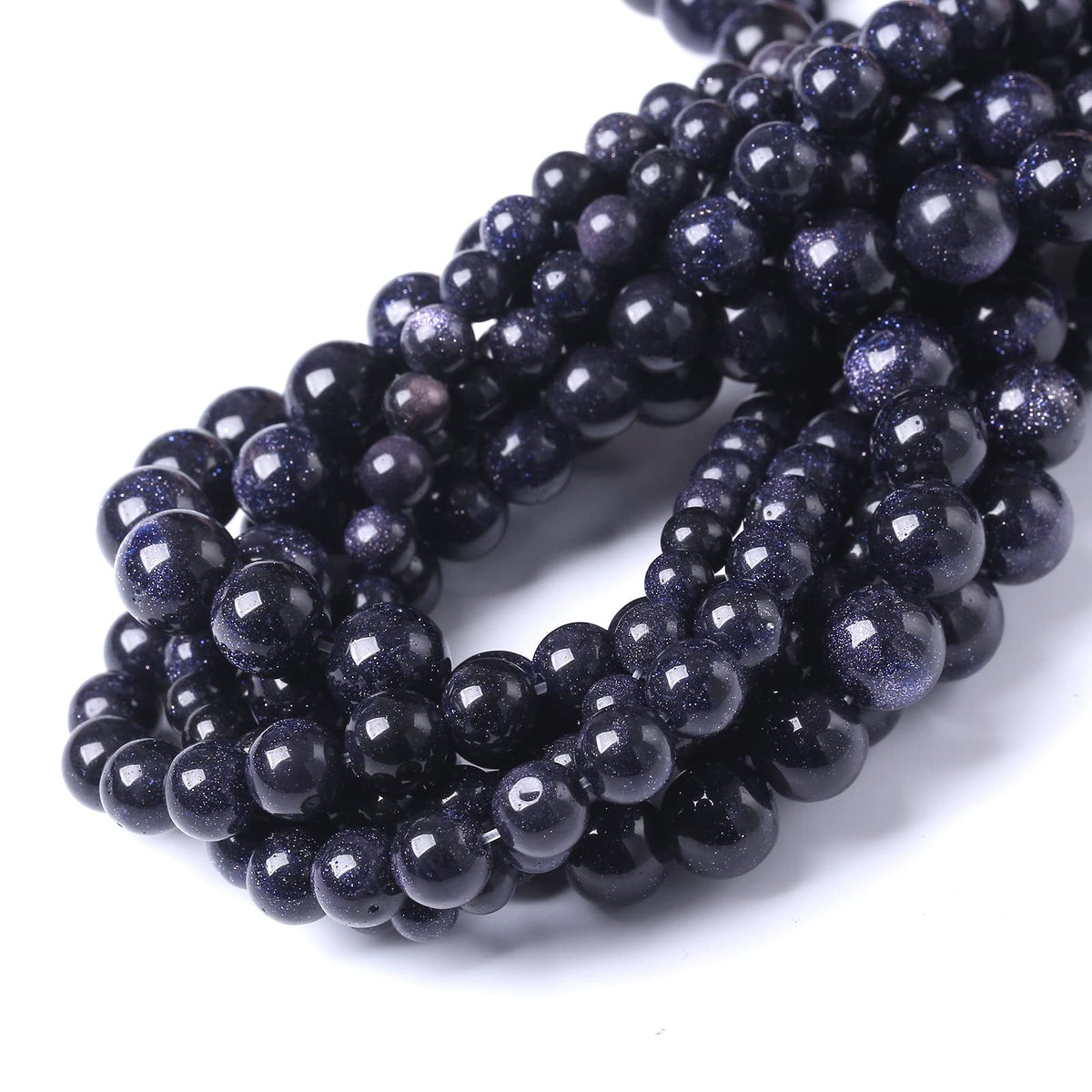 90PCS 4MM AAA Blue Sand Stone Beads Natural Gemstone Bead Crystal Healing Energy Jewelry Making DIY 17 inches