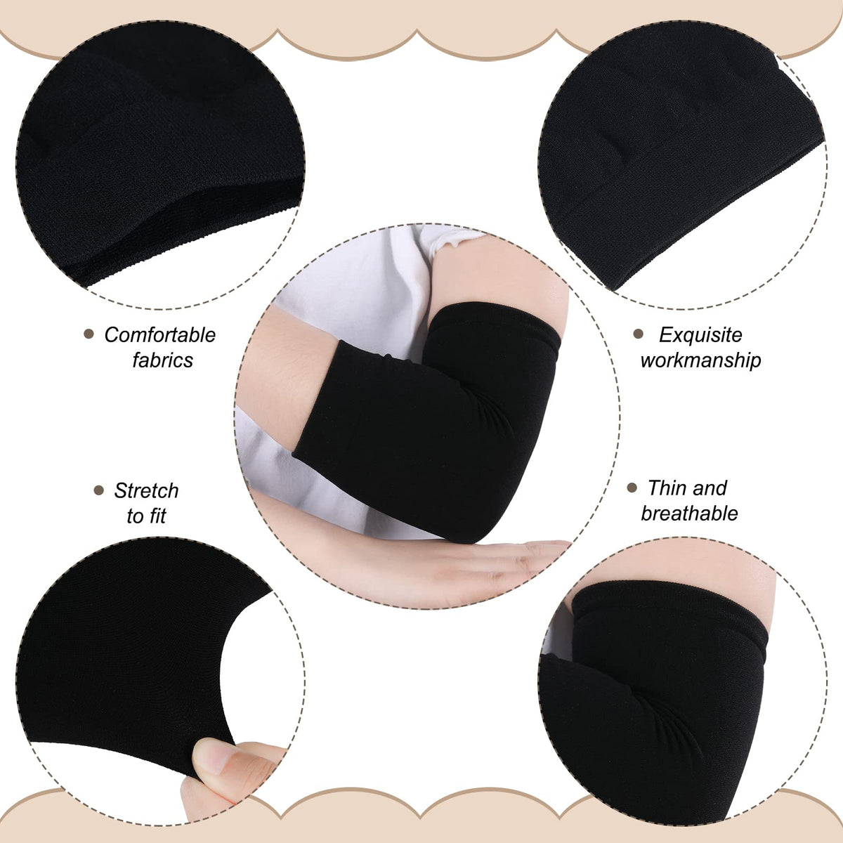 Vicenpal 2 Pairs Tattoo Cover up Sleeve Forearm Arm Sleeves for Women Men Compression Tattoo Upper Arm Cover(Black)