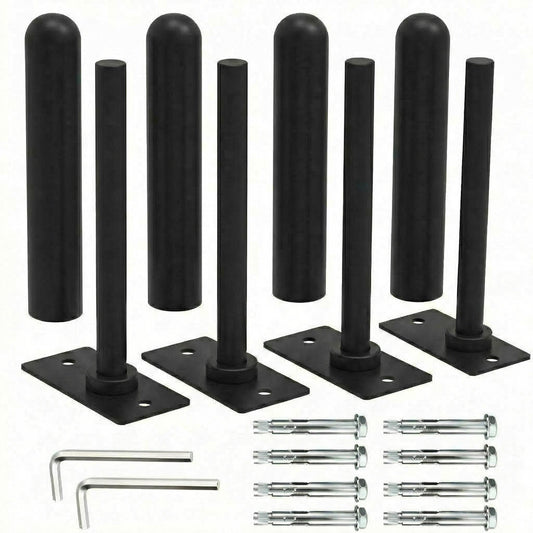 4 Pack Wall Mounted Weight Plate Holder-Fit 1 and 2 Inch Standard Weight Plates with Protective Rubber Pad and Hardware, 300 LB Weight Capacity