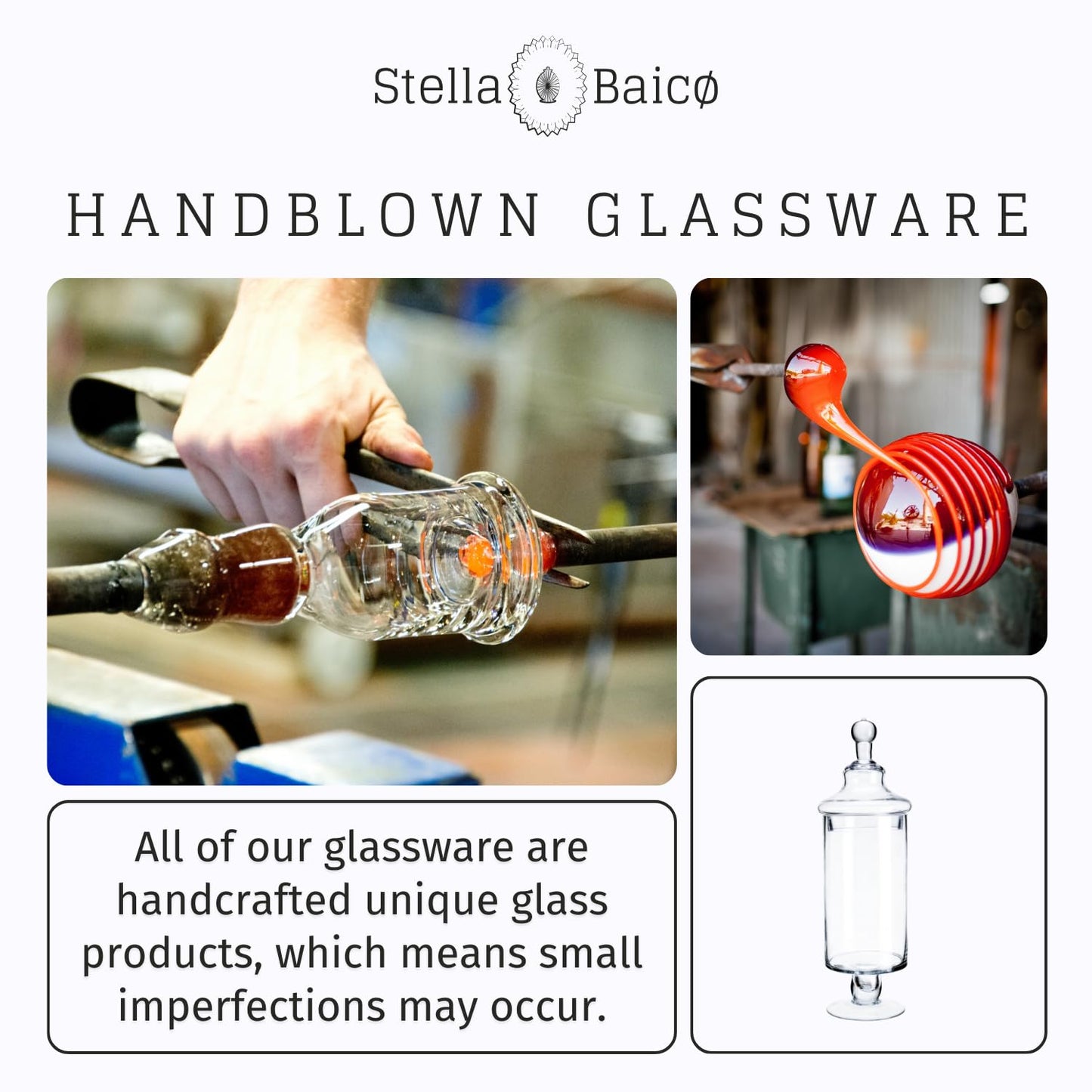 Stella Baicø Clear Glass Apothecary Jars, Candy Jar with Lid, Elegant Decorative Jars for Wedding and Party