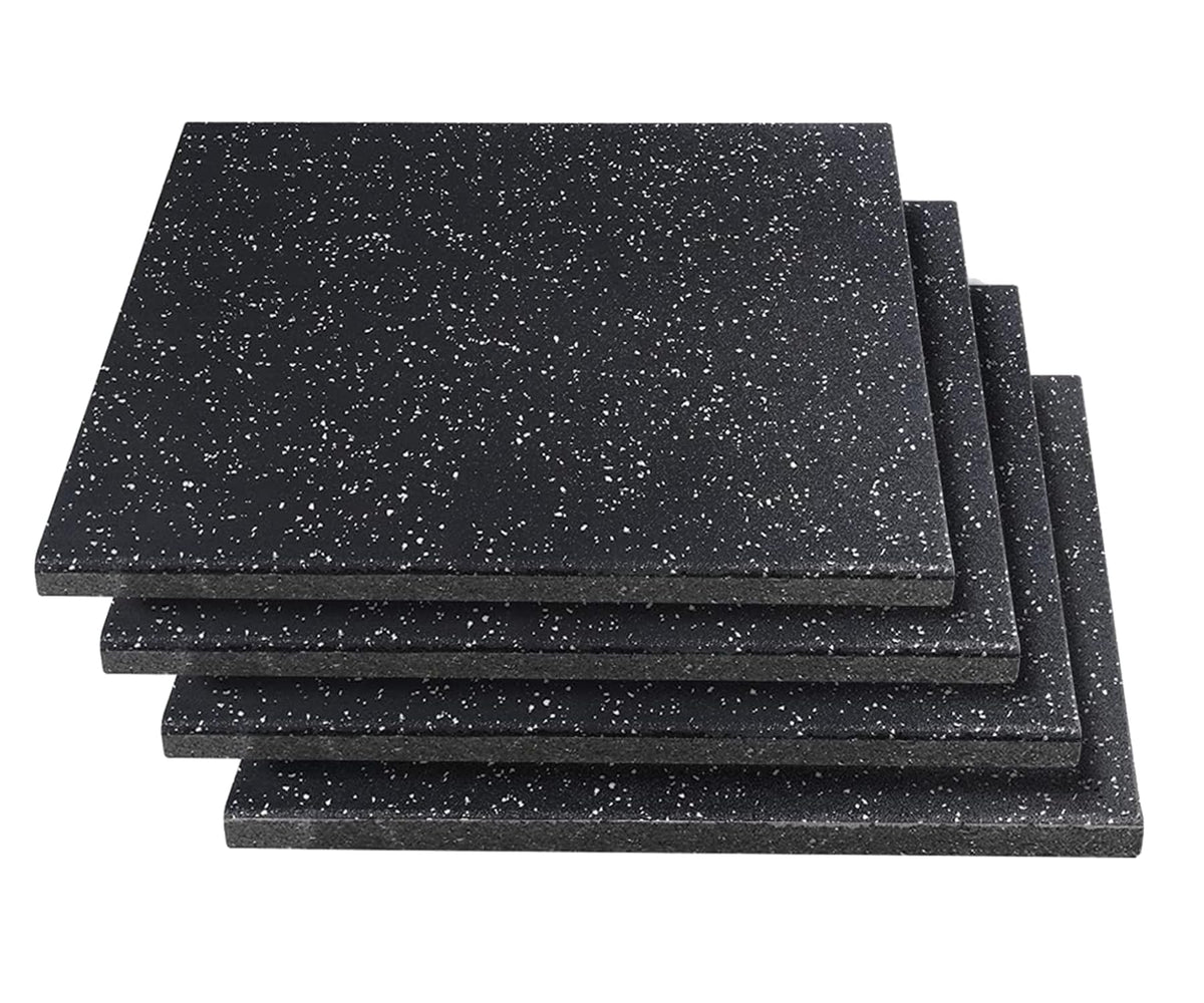 MYOYAY 4 Pack Interlocking Tile 20" x 20”x 1”Heavy Duty Rubber Flooring Mat Anti-Vibration Anti-Slip Exercise Mats for Gym Equipment and Cushion for Workouts, Cover 11.12 Sq.Ft…