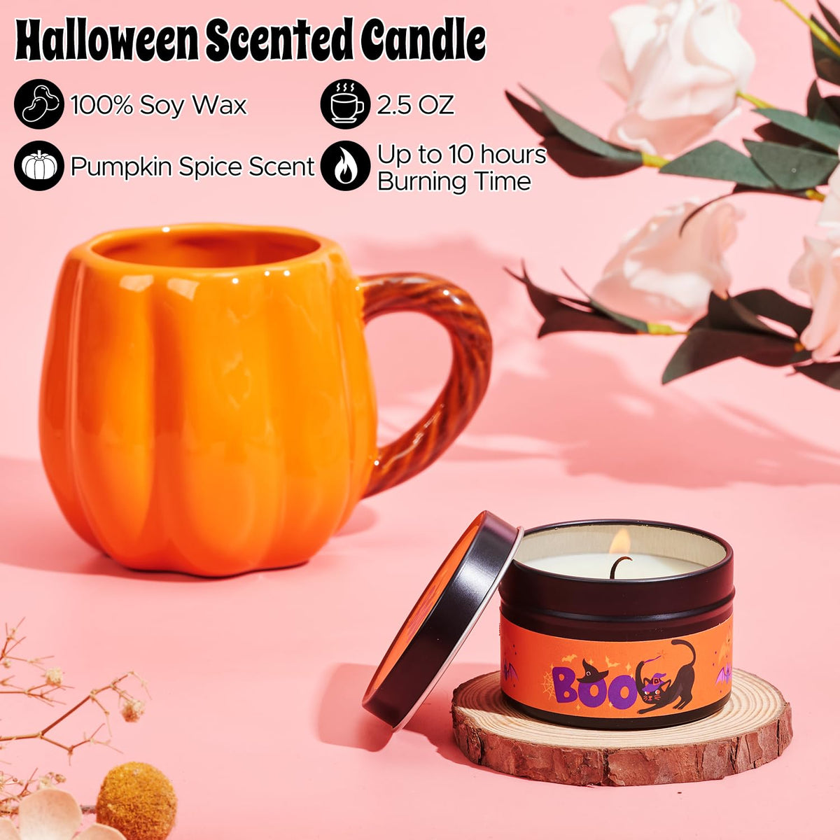 Larchio Boo Basket Stuffers for Women Teen Girls, Halloween Gifts for Teens Adult with Pumpkin Mug Halloween Socks and Self Spa Gift for Family Friends