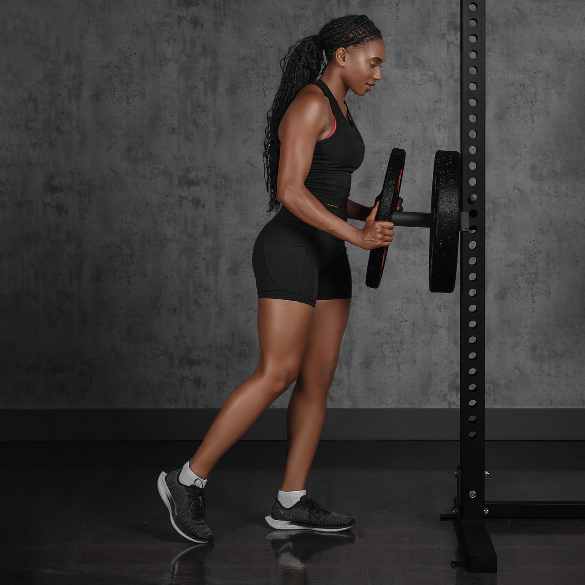 AmStaff Fitness Olympic Weight Plate Holder for Power & Squat Racks – Fits 2x2, 2.33x2.33, 3x3 Inch Tubes, 1" Hole – Storage Horns for Weight Plates on Power Rack – Pair (3" x 3")
