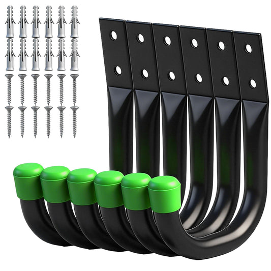 SWANLAKE Heavy Duty Garage Storage Utility Hooks, Utility Hooks for Garage Wall,Color Black (6PCS)