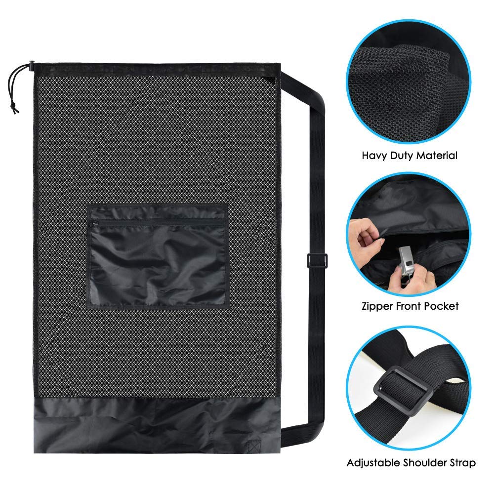 BROTOU Ball Storage Net Bags, Sports Equipment Organizer for Garage/Outdoor/Pool/Gym/Beach,Drawstring Mesh Bag for Basketball/Football/Soccer/Volleyball/Baseball/Tennis/Swimming Gear/Toys