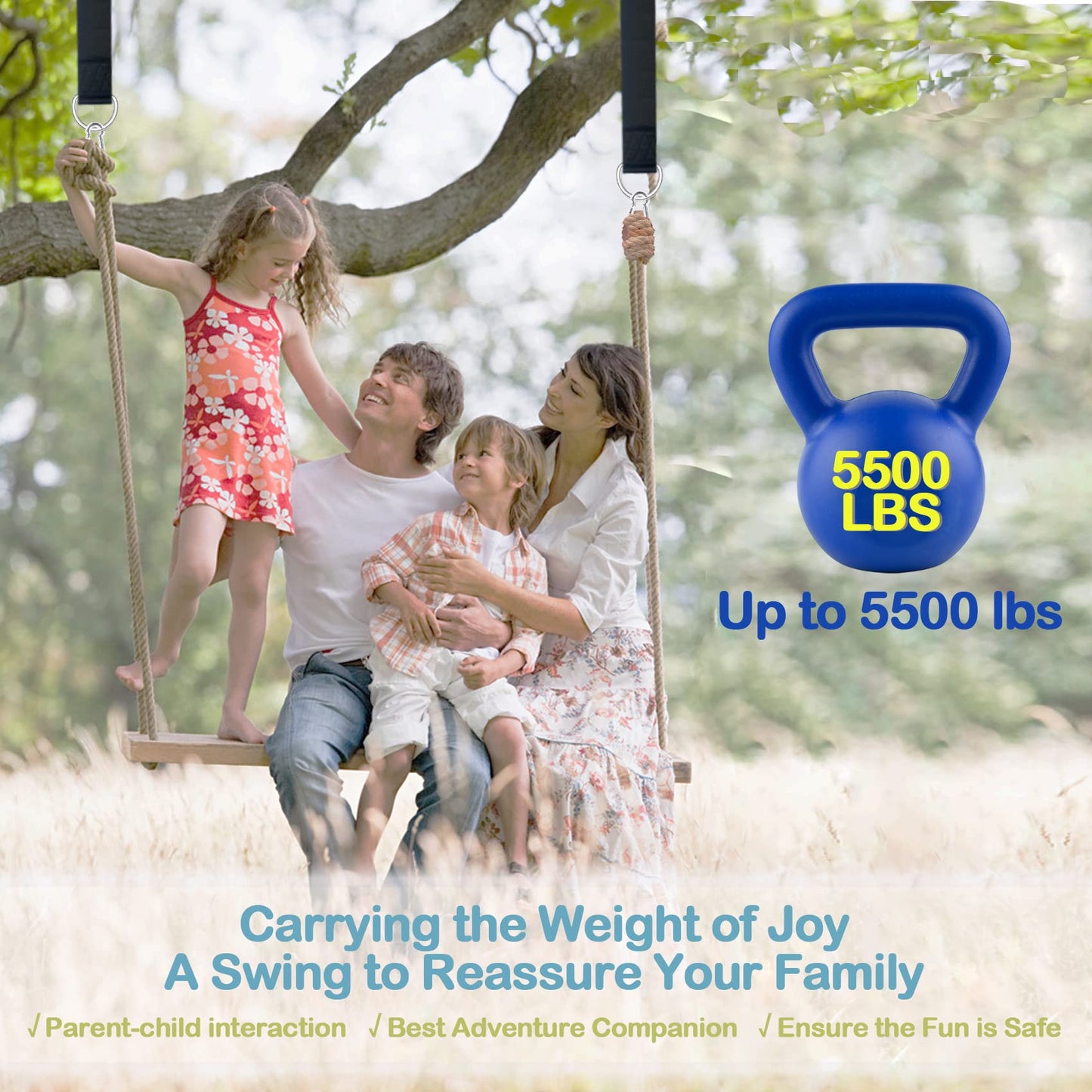 igolfluck 20FT Tree Swing Straps Hanging Kit, Extra Long Tree Swing Straps Holds 5500 lbs with Lock Carabiners & Tree Protectors, Safer for All Swing & Hammock
