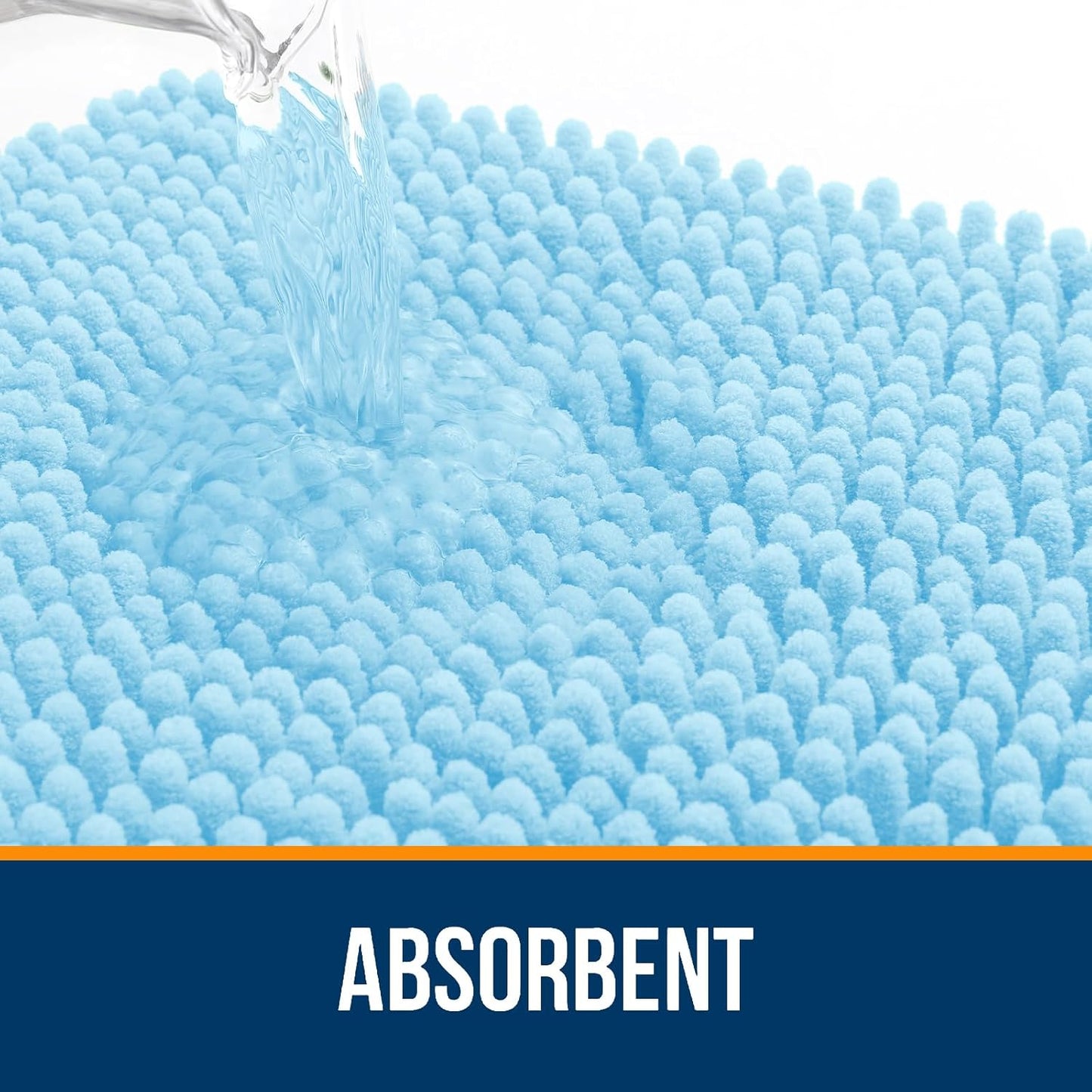 OLANLY Bath Rugs - Extra Soft Chenille, Quick-Dry & Machine Washable | 30x20, Sky Blue