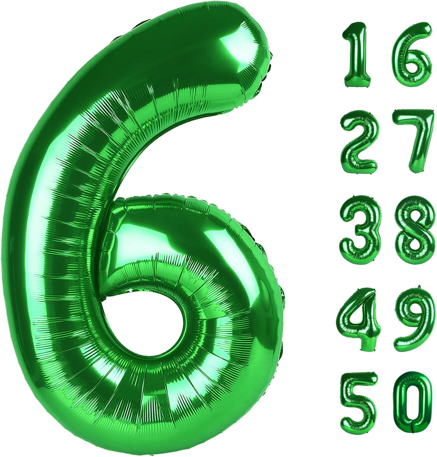 Skiennix Jumbo Green Number 6 Balloon - Mylar Foil Helium Balloon for Birthday & Anniversary Decor