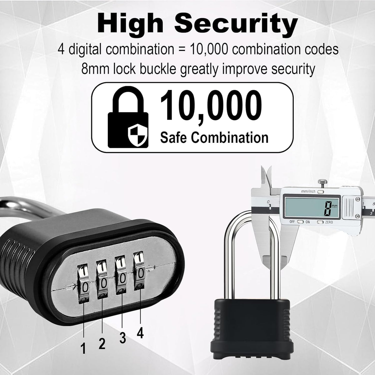 4 Digit Heavy Duty Combination Lock - 105mm Long Shackle Weatherproof Combination Padlock, Outdoor Combo Lock for Storage Units, Gym Lockers, Fence Gates & Shed Doors - Black (2pcs, Long Shackle)