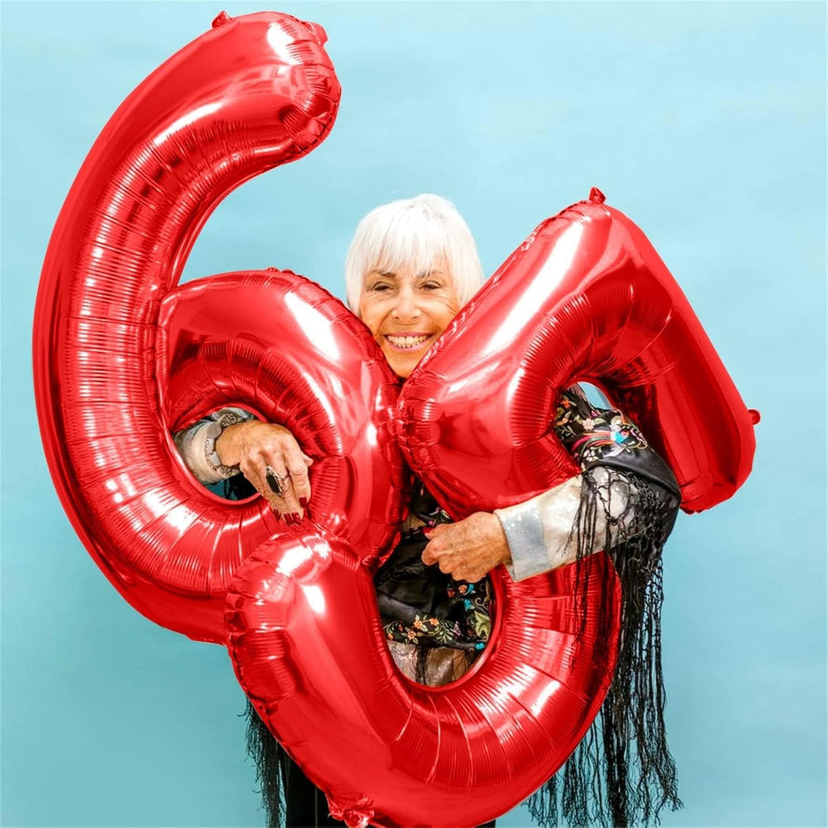Self-Inflating 40-Inch Red Number 6 Balloons by [Brand Name] | Foil Mylar for Birthday Parties & Anniversaries