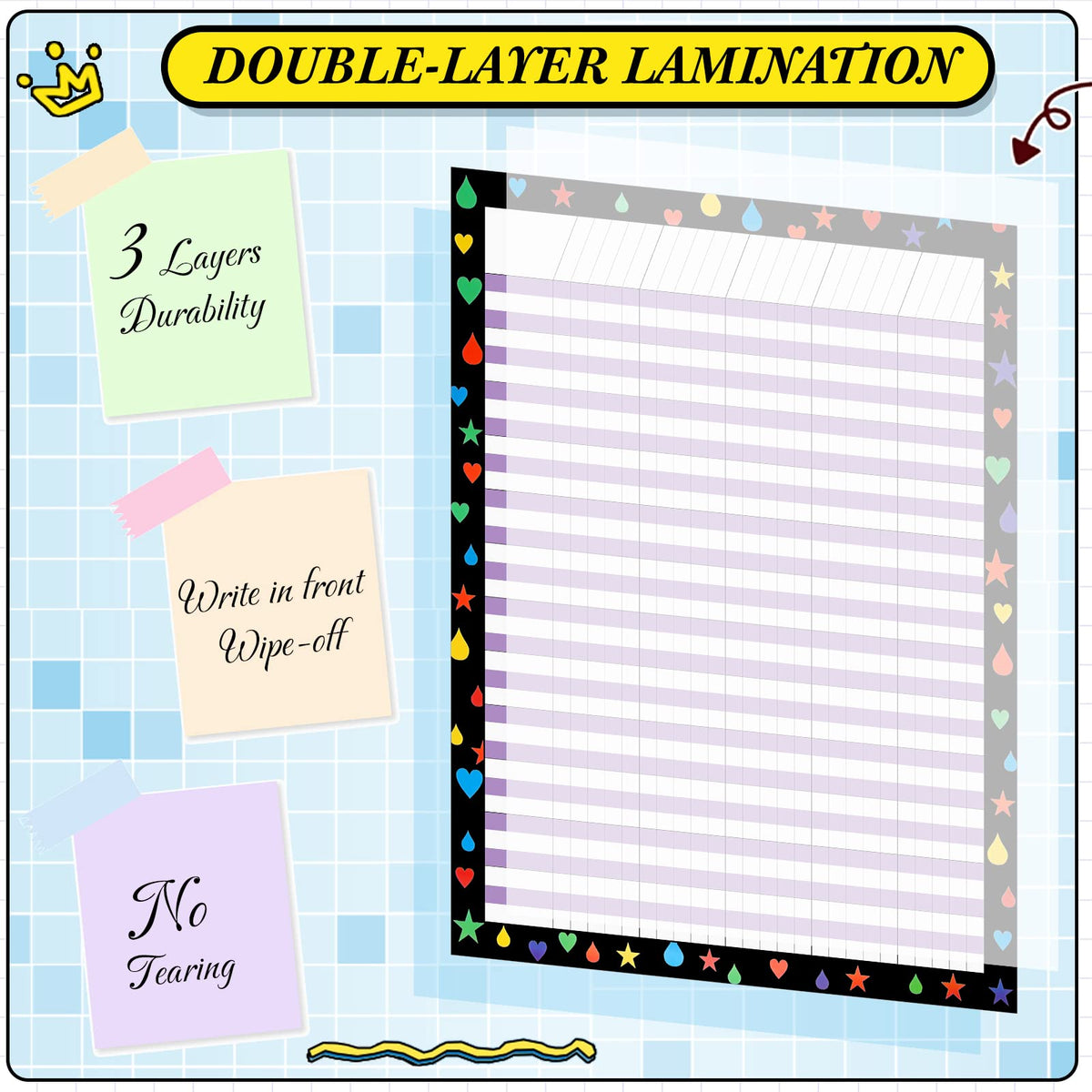 Ctosree 12 Pcs 17"x 22" Incentive Chart Multicolor Laminated Dry Erase Reward Chores Chart with 5 Pcs Reward Sticker(Novelty Style,Black Background)