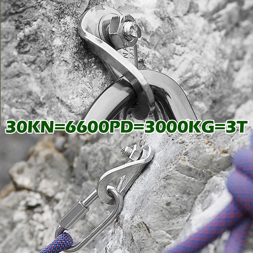 YERGOFE Climbing Holds Anchor Set - 3PCS - 12MM Bolt/30KN - Stainless Steel Bolt Hanger and Bolt Heavy Duty Climbing Holds Weight 3000KG for Indoor Outdoor Climb Train, High Worker, Mountaineering