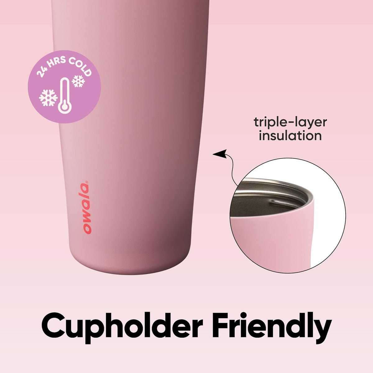 Owala FreeSip Sway 40oz Insulated Stainless Steel Water Bottle - Two-Way Spout & Built-In Straw, Pink