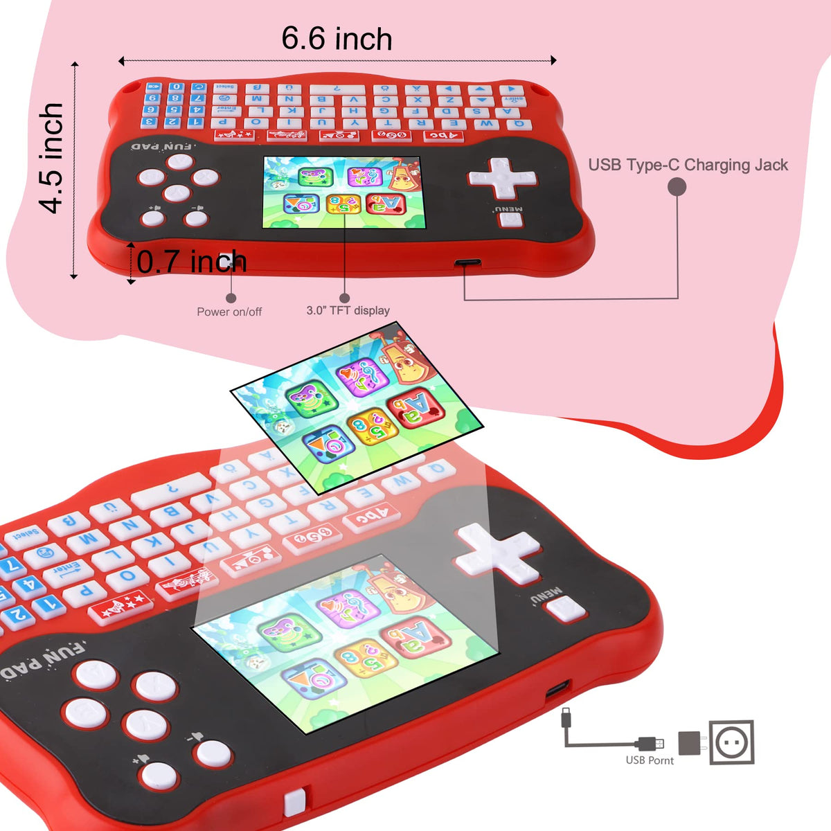 LUHYAUAN Kids Tablet/Baby Learning Pad with 102 Activities/Toddler Tablet with ABC/Words/Music/Math Interactive Educational Electronic Toys Gifts Handheld Game for Preschool Boys Girls Ages 3-12