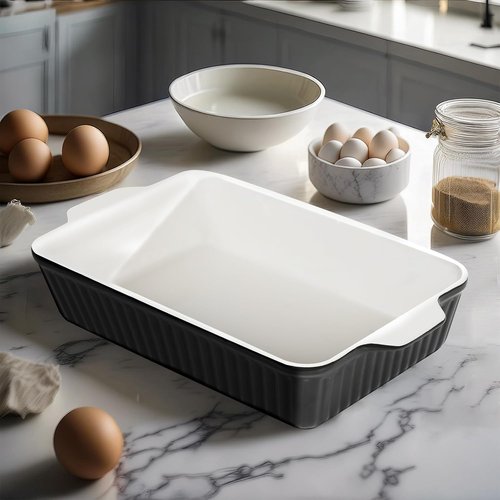 DOWAN 9x13-Inch Ceramic Casserole Dish - Large 4.2 Quart Baking Pan with Handles | Ideal for Lasagna & Home Cooking