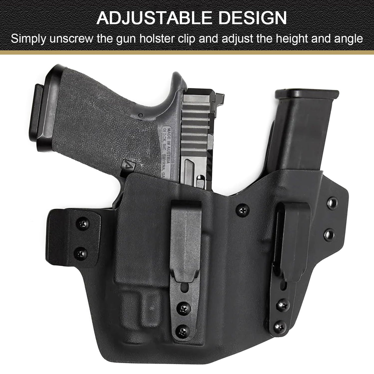 4-Pack Holster Belt Clips Knife Belt Clip Hardware with Screws Adjustable Kydex Holster Molle Adapter with Mounting Hardware 3 Hole Tactical Black for Outdoor Activity