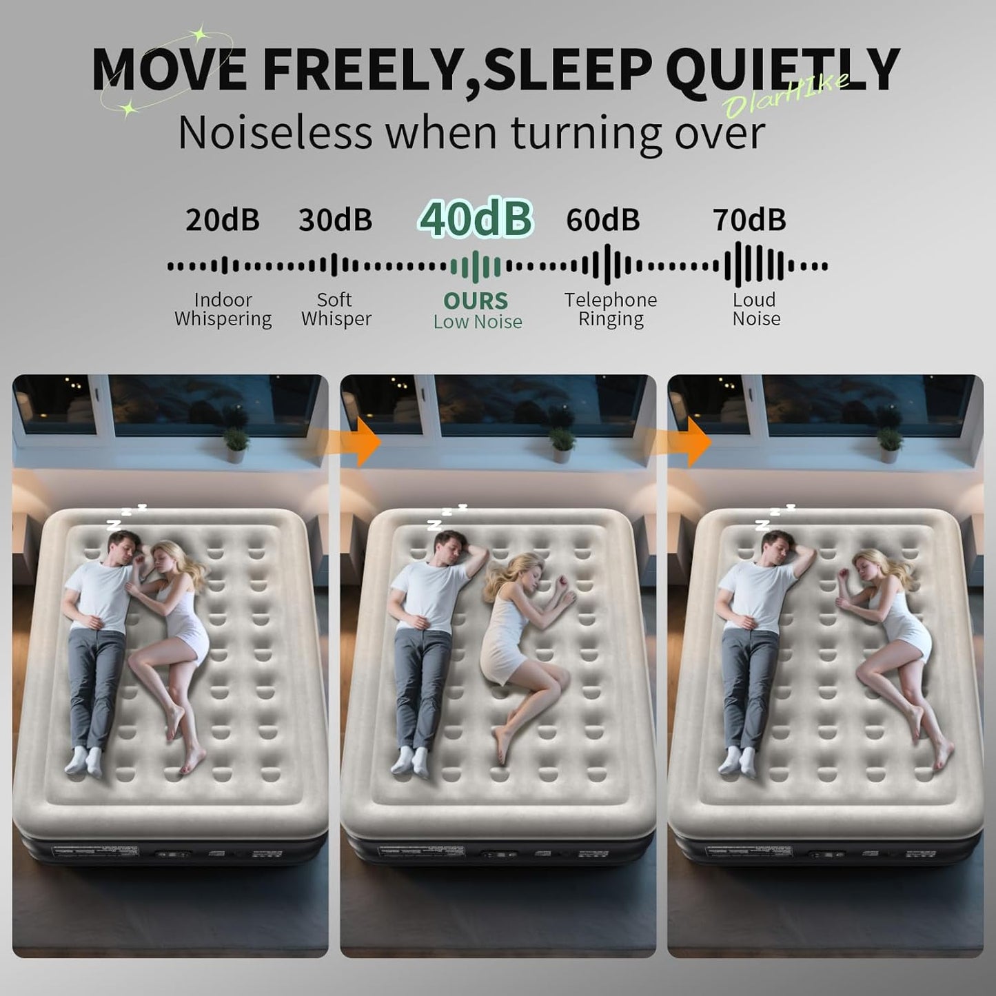OlarHike Queen Air Mattress - Inflatable Bed with Built-In Pump | 18" Foldable Design for Home & Camping