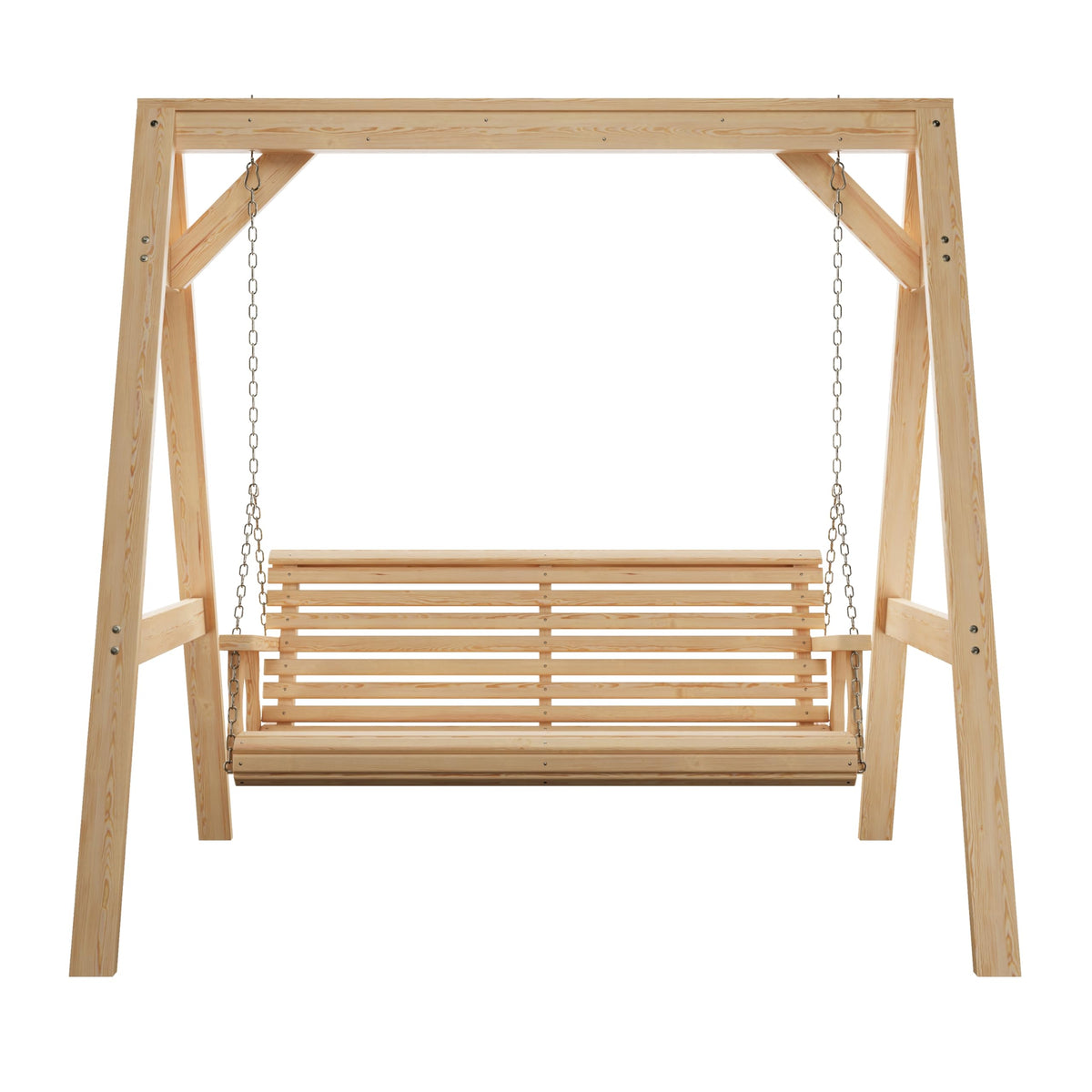 Amish Casual 5 Foot Roll Back Swing with A-Frame Stand in Unfinished - Freestanding Wood Porch Swing for Patio, Yard or Garden