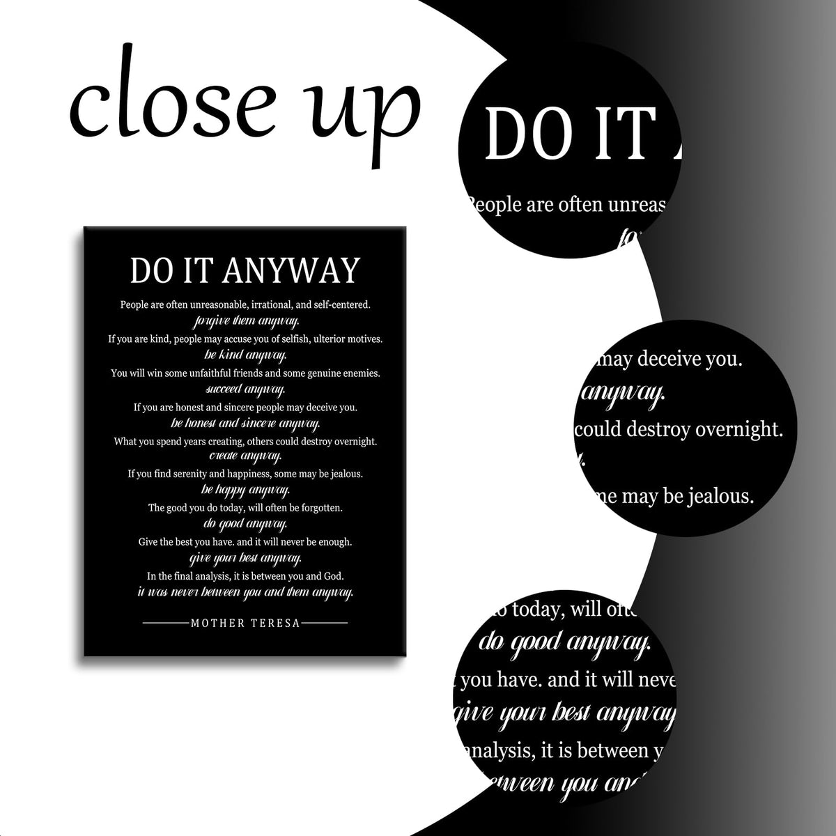 Daily Inspirational Canvas Wall Art Motivational Posters Picture Do It Anyway Print Artwork Positive Inspiring Success Quotes Painting for Office Decor Living Room Stretched and Framed [18''Wx24''H]