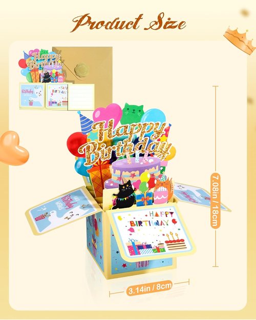 Funny Cat Pop Up Birthday Card by [Brand Name] - Unique 3D Greeting with Envelope | Perfect Gift for Cat Lovers