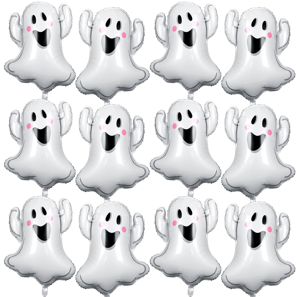 WinnerWhy 12pcs 30 Inch Halloween Ghost Balloons White Ghost Shaped Foil Balloon for Halloween Spooky Themed Birthday Baby Shower Wedding Party Decor Supplies